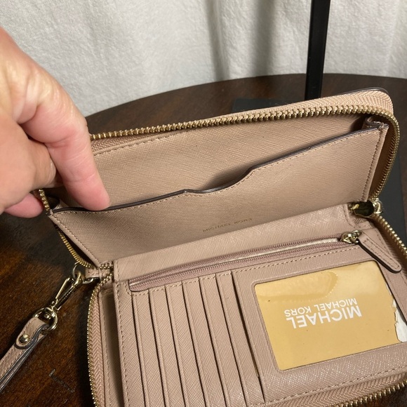 Michael Kors Taupe Leather Wristlet Wallet - Picture 3 of 6
